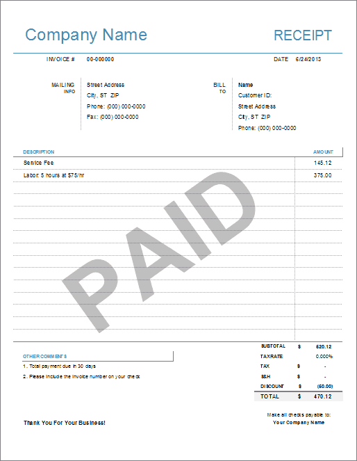 Receipts For Payments Template At Vanchandlerblog Blog