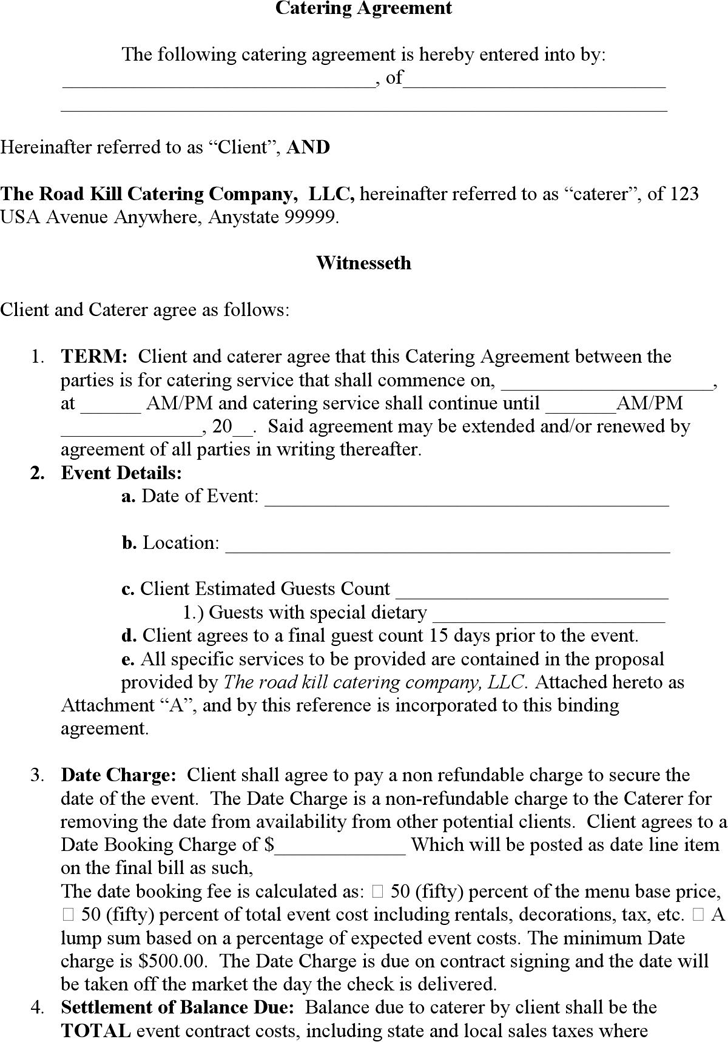 6 Catering Contract Templates Word Pdf Word Excel Formats