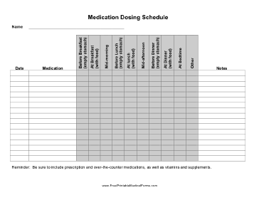 Printable Daily Medication Chart