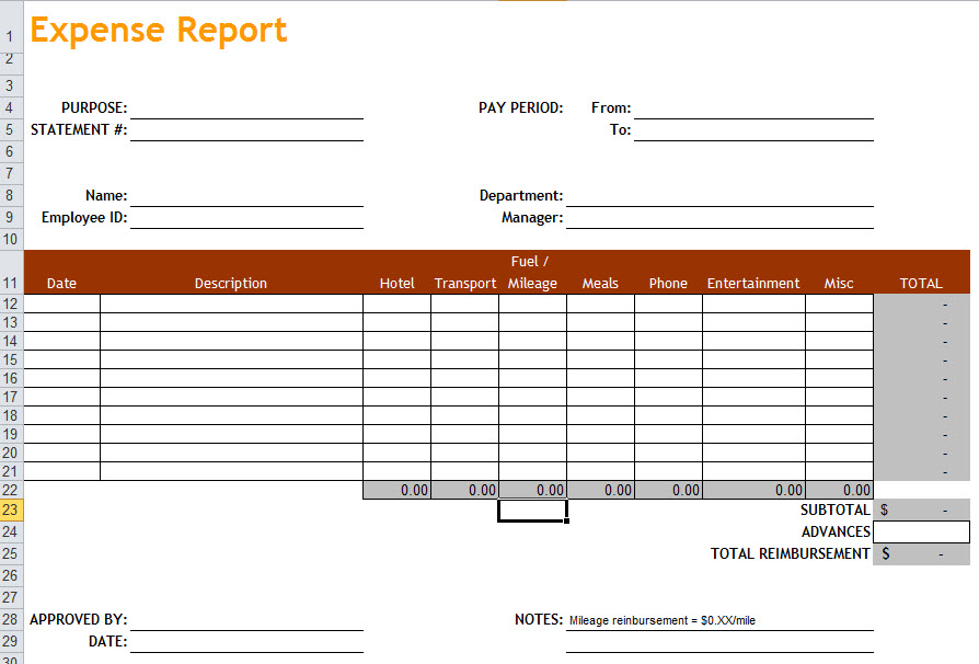 free excel template downloadable for business income and expenses