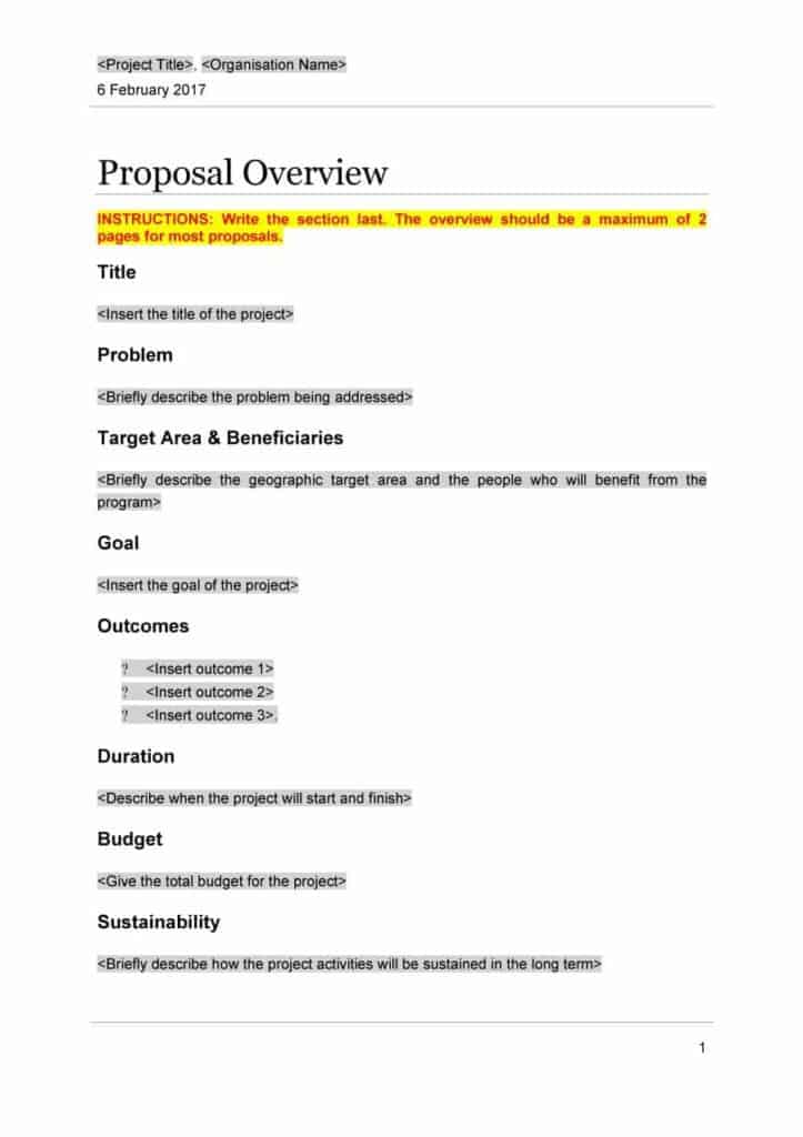 presentation proposal template word