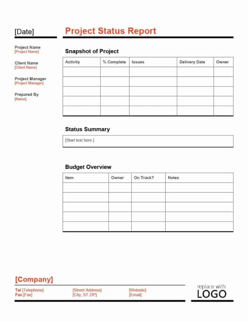 8 Status Report Templates In Word Excel Format