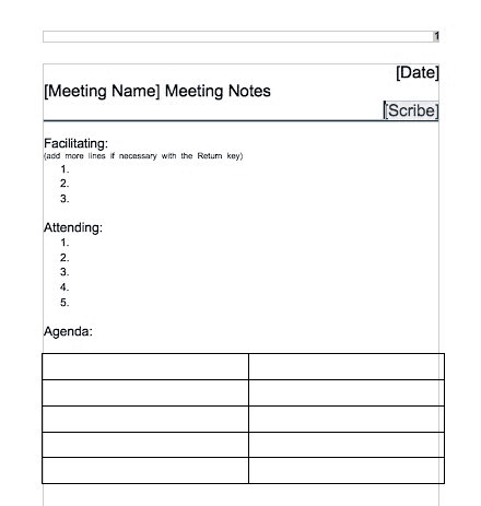 Meeting Notes Template Free from www.wordtemplatesdocs.org