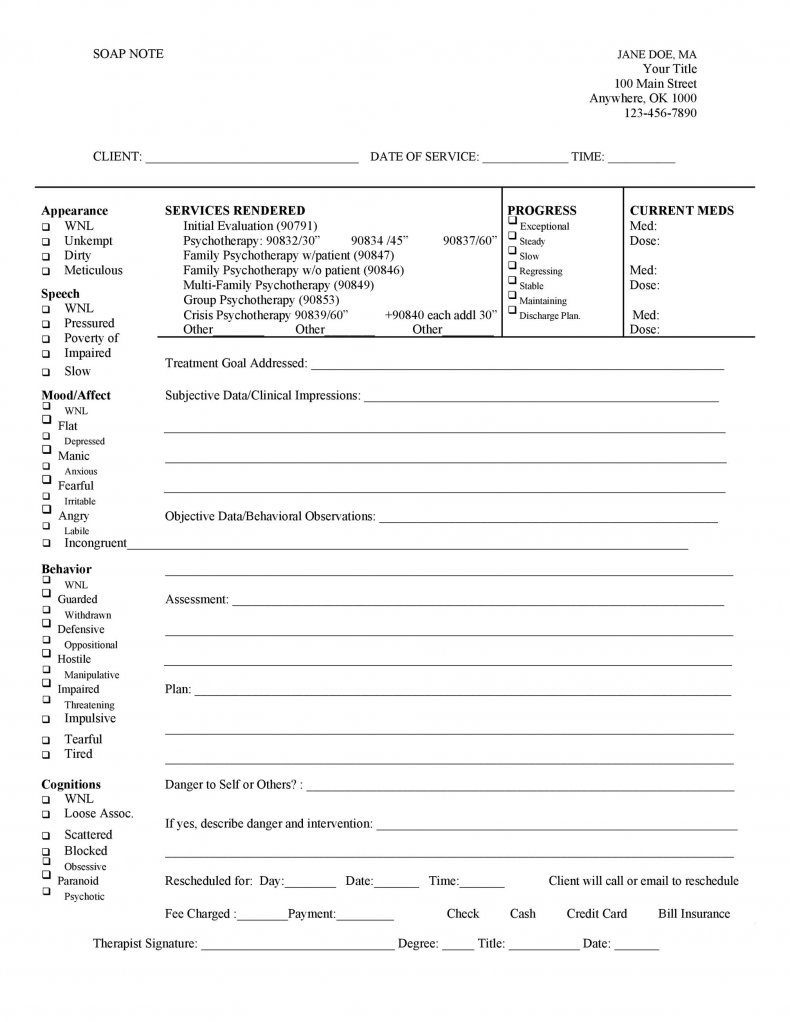 7 Free SOAP Note Templates Word Excel Formats