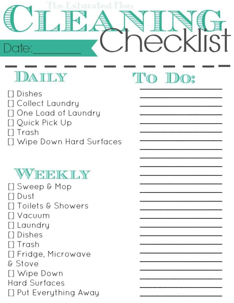 Basic Cleaning Checklist