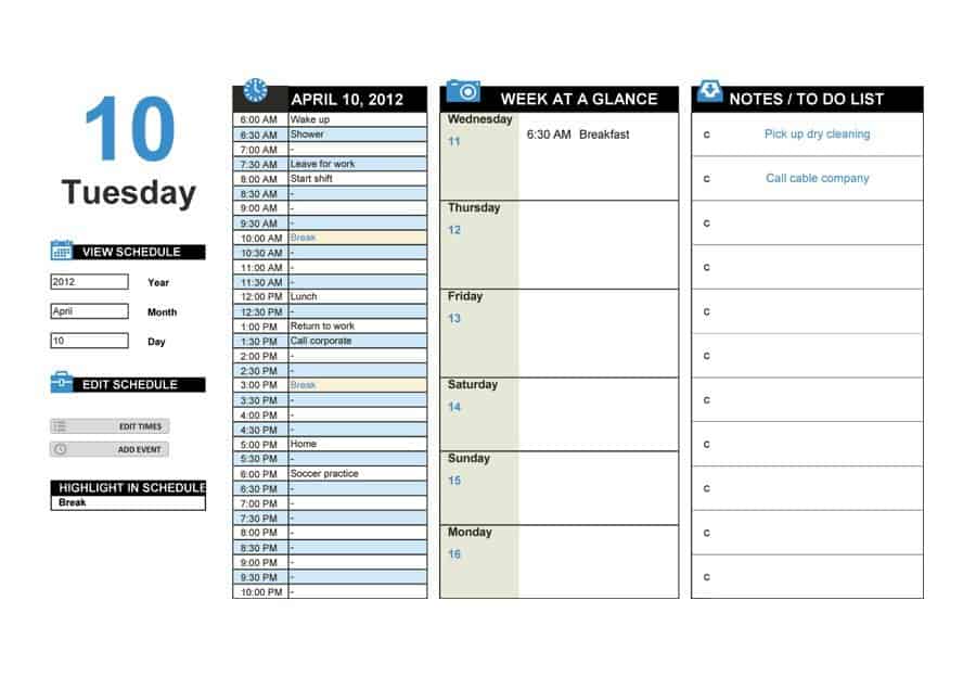 Day Schedule Template from www.wordtemplatesdocs.org