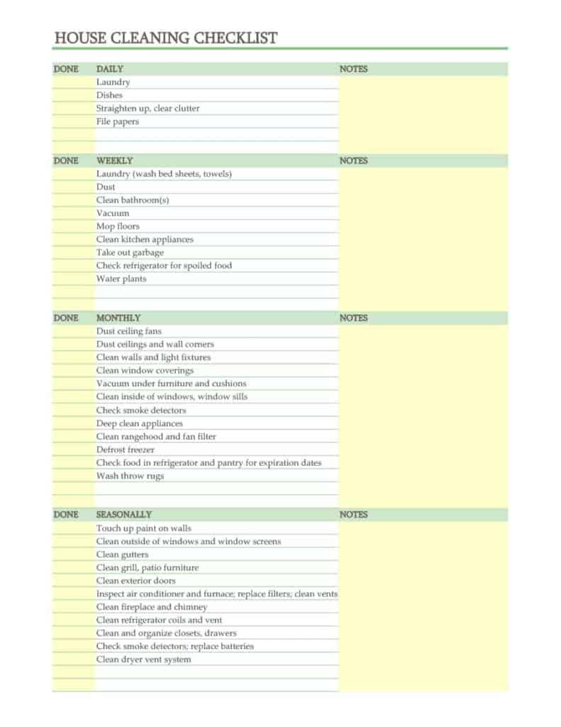 13 Cleaning Checklist Templates Free - Word Excel Formats