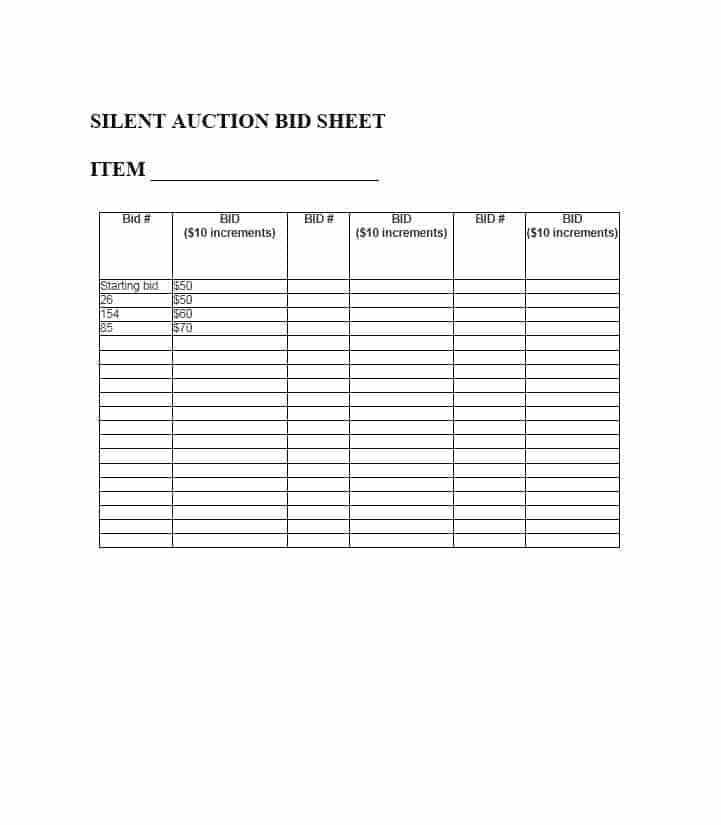 11 Silent Auction Signup Sheet Templates Word Excel Formats