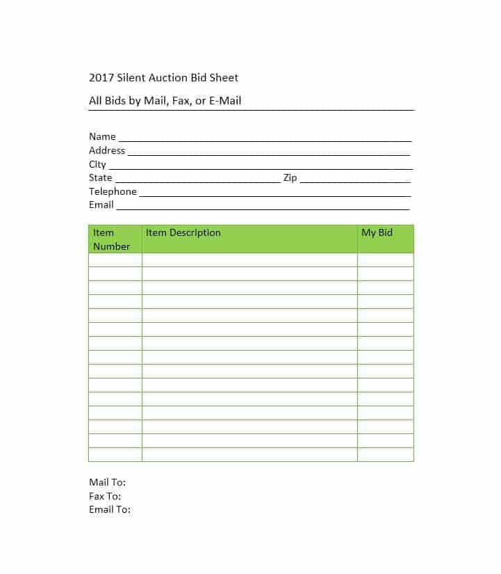 11 Silent Auction Sign up Sheet Templates Word Excel Formats