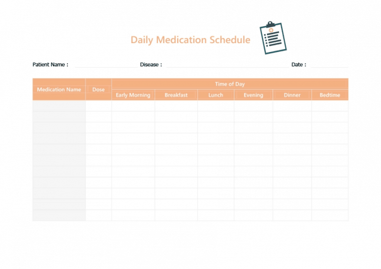 Free daily medication schedule template excel - veryradar