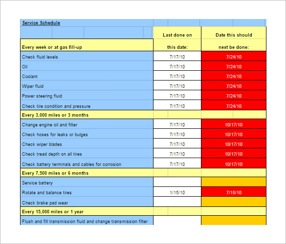 15 Free Maintenance Schedule Templates Word Excel Formats