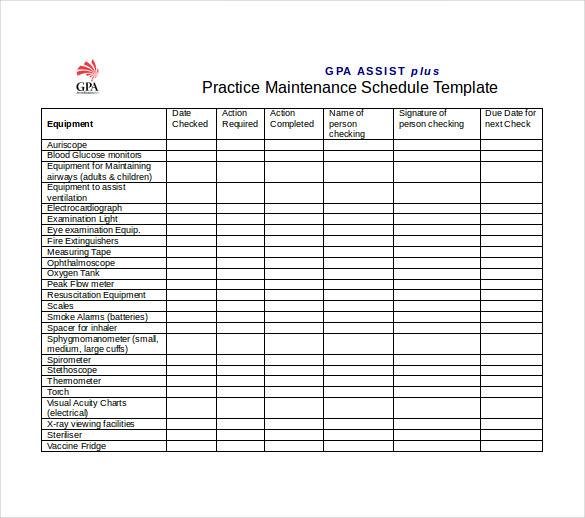 Preventive Maintenance Log Template from www.wordtemplatesdocs.org